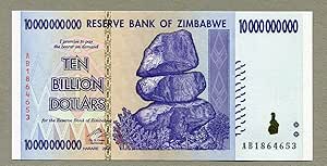Zimbabwe 10 billion bill money billet dollar inflation record currency note