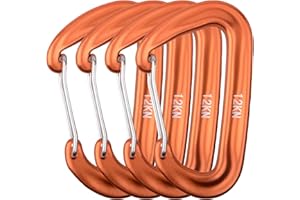 Azarxis Mousquetons 12kN Mousquetons avec Ressort 4 Pièces Petit Mousqueton en Forme D Léger pour Porte Clé Camping Randonnée Sac à Dos