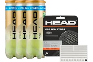 Padel Bundle - Head Padel Pro S+ 3 Pack (9 Balls) & Rezztek Pro Spin Strips for Padel Racquets - Bundle for Maximum Spin and Optimal Control
