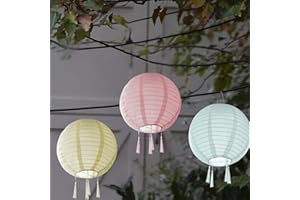 HIMMEL Lampiony solarne LED, do użytku na zewnątrz, odporne na warunki atmosferyczne, niebo, 3 sztuki, wodoszczelne, nylonowe, wiszące lampiony ogrodowe, 30 cm, do ogrodu, na podwórko, Halloween, święta