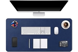 DOBAOJIA Podkładka pod Mysz Duża, Podkładka na biurko, Mata na Biurko, Biurkowy Blotter, Podkładka pod Laptopa, Podkładka do Pisani, skóra PU wodoodporna + zamszowa antypoślizgowa 90 x 43cm (Ciemny Niebieski)