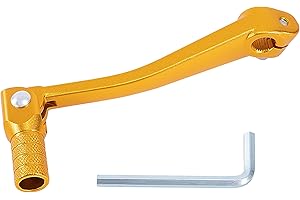 Tunejoy Schalthebel Klappbar für Motorrad Klappschalthebel aus Aluminium für Geländemotorräder ATV Motocross Dirtbike Pitbike 150x52mm Golden