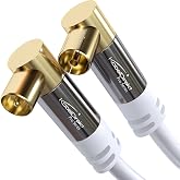 KabelDirekt TV Antenna Cable 4K &ndash; 1 m, 90&deg;, White, 2 &times; 90&deg; | Angled Socket/Angled Socket for DVB-C/DVB-T/DVB-S