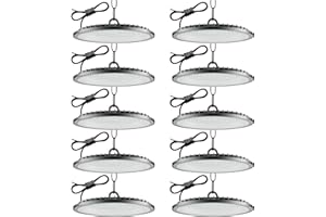 HONDONY 10Pack 500W UFO LED High Bay Light, Hallenstrahler 50000LM, 6500K Kaltweiß UFO LED Werkstattlampe, IP67 Wasserdichte Industrielampe High Bay Licht für Fabriken,Garage,Lagerhaus