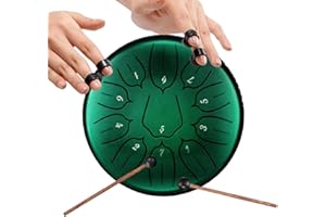 LULUPILA Steel Tongue Drum 6 Zoll, 11 Noten Zungentrommel in C-Dur mit Schutz-Gummiring - Sphärischer Klang für Entspannung, Perfekt für Yoga, Meditation, Band & Musikunterricht (Grün)