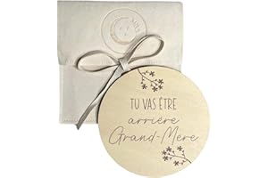 MOONBABY Annonce grossesse carte en bois Papa Mamie Papi Tata Tonton Arrière Grand-Mère-Père avec pochette (Arrière Grand-Mère)