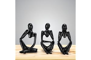 ‎HAPPILAX Happilax Skulptur Deko Wohnzimmer - Set aus 3 - Abstrakte Skulpturen als Kunst Dekoration für Wohnzimmer & Büro - Modernes Design zur Raumgestaltung - Harz, leicht zu reinigen - 7,5x13x6 cm - Schwarz