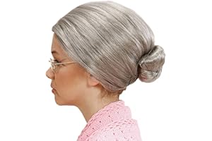 shoperama Grey Granny Wig With Bun Greisin Old Grandma Omi Fairytale Ladies Hair Knot