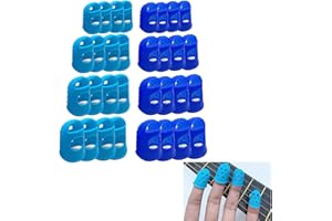 BLOOMIQUE 32PCS Guitar Fingertip Protector, Finger Guard Thumb Protector 4 Sizes Silicone Anti Slip Finger Protection Cover Cap String Finger Guard for Money Counting Paper Sorting Sewing Guitar Ukulele Playing