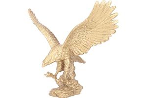 Tissting Eagle samlarobjekt dekoration fågel figur staty, gyllene polyresin örn skulptur stor örn på stenar staty ornament fö