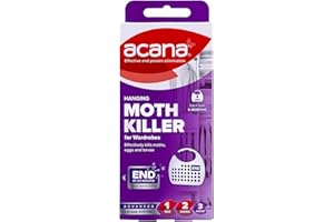 Acana Hanging Moth Killer & Freshener, 4 Pack - Lavender Fragrance, Natural Oils - For Wardrobes - Protects Clothing & Bedding - Each Lasts 6 Months