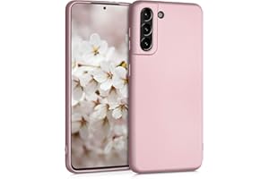 kwmobile Funda para Samsung Galaxy S21 Carcasa - Case TPU y Silicona Ultrafino - Antigolpes con Bordes elevados - Apto Carga inalámbrica - Oro Rosa Metalizado