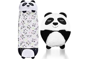 QOOLOO Sacco A Pelo 2 In 1 Per Bambini, Sacco A Pelo Da Campeggio, Sacco A Pelo Con Cuscino, Regalo Per Bambini E Bambine 160 X 60 Cm