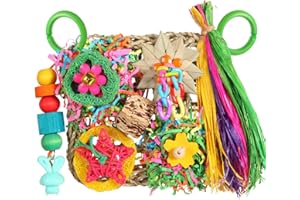 YIXUND Bird Toys, Parakeet Toys Bird Foraging Toys Grass Mat Climbing Wall for Parakeet,Parrot,Cockatiel,Conure,Lovebird,Budgie Cage Small to Medium Birds (Warm Sun)