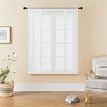 Tende Trasparenti In Tulle SIMPVALE - Effetto Lino, Tasca Per Bastone, 100x120 Cm