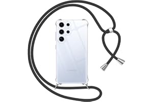 Pnakqil handyband für Samsung Galaxy S25 Ultra Hülle mit Band, Transparent Weich Silikon mit Kordel Necklace Schnur Anti-Fall Bumper Schutzhülle Case Kompatibel mit Samsung S25 Ultra 6.8", Schwarz