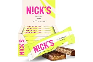 N!CK'S NICKS Chocolate wafer Barritas Oblea de Chocolate Barquillo de Choco Low Carb Galletas 165 Calorías Sin Azúcar Añadido Caramelo Dulce Chocolatinas Sin Gluten (24x35g)