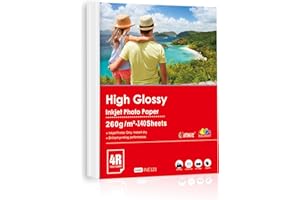 Inkuway 10x15cm 140 Feuilles Papier Photo Brillant Épais 260g 4x6" Papier Jet d'Encre pour une Impression de Carte, Photos et Projets DIY