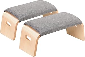 FirFurd Set di 2 Panca da Meditazione,Panca Meditazione Yoga in Legno di Faggio Massiccio,Sgabello Ergonomico per Preghiera,Sgabello Legno con Imbottitura per meditazione profonda 52×23×20 cm