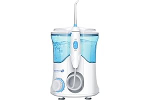 SIMPLETEK – Idropulsore elettrico professionale orale a getto d'acqua regolabile con 7 testine intercambiabili con serbatoio 600ml