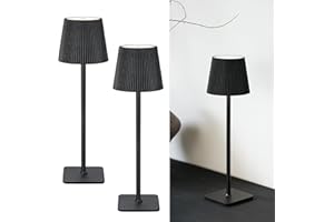 LuminexDesigns 2-Pack Cordless Rechargeable LED Table Lamp – 5200mAh Battery, Stepless Dimming, 3 Colour Temperatures, IP54 Water-Resistant, for Indoor & Outdoor Use – Black