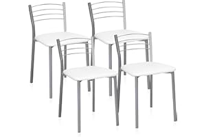 duehome | Pack 4 Sillas Cocina, Sillas Metalicas, Modelo Chef 10, Acabado en Gris y Blanco, Medidas: 40 cm (Ancho) x 41 cm (Largo) x 63 cm (Alto)