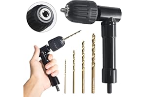 Trapano angolare ESTVIIG, attacco per trapano angolare con mandrino a serraggio rapido 0,8-10 mm, adattatore per trapano ad angolo retto a 90 gradi e mandrino per trapano in metallo da 4 pezzi