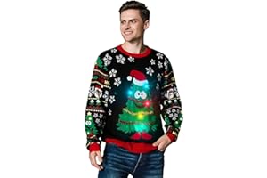 OFF THE RACK Unisex Men's Christmas LED Jumper Light Up Funny Santa Rudolph Llama Reindeer Xmas Tree Women's Sweaters