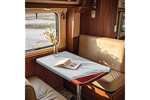 SYLC Waterproof Table Cloth for Caravan, Rectangle Tablecloth Non-lip with Elasticated Bands and 4 Lacings, Outdoor Motorhome Table Sheet Soft Wipeable (Light blue,Rectangle 120×60cm)