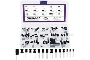 Swpeet 90Pcs 15 Values Inductor Assortment Kit, 10UH - 20MH High Self-Resonance Frequency Choke Coil for PVC or UL Tube (90)