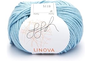 ggh Linova - 037 - azul cristal - Algodón con lino para tejer y hacer ganchillo