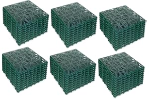 WILSONS DIRECT – Plastic Garden Green Tiles – Interlocking Non-Slip Outdoor Floor Tiles – Heavy Duty Waterproof Decking and Paving Tiles for Patio, Path, Lawn, Walkway, and Play Area – 30 x 30cm (5)
