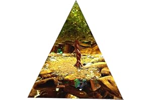 BESORGONE Pirámide de orgonita del árbol de la vida peridoto con piedra de ojo de Tigre, generador de energía de Reiki, protección de cristal curativo, pirámide de orgón