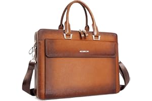 CLUCI Vintage Aktentasche Leder 15,6 Zoll Laptoptasche Businesstasche Aktenkoffer für Herren und Damen Lehrertasche Braun