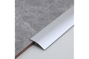 Gaahing Aluminum Floor Transition Threshold Strip, Bridge the Height Gap between 0.5 to 1.2cm inch for Doorway, Threshold, Transition between Tile and Laminate Planks (0.9m x 43mm, Matte Silver)