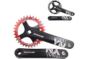 BUCKLOS MTB 170mm Square Taper Crankset, 104 BCD Mountain Bike Narrow Wide Tooth Chainring 32/34/36/38/40/42T, Single Speed Round/Oval Chainring and Crank, fit Shimano, SRAM, FSA