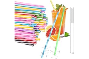 KUFAERBEAM 50 Stück Hart Wiederverwendbare Strohhalme, Strohhalme Plastik mit Strohhalmbürste, Geeignet für Bubble Tea, Slush, Cocktail, Säfte (9.06 Zoll lang,0.28 Zoll Durchmesser)