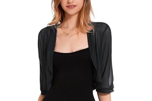 Atxnn Coprispalle Donna Bolero Donna Elegante Maniche a 3/4 Solid Top Casual Bolero Giacca Coprispalle Corto Estivo Cardigan Corto Leggero Aperto sul Davanti Copricostumi