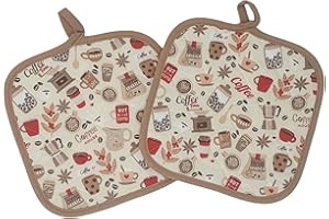 INGROSSO MERCERIE LCF Set 2 Presine da Cucina in cotone 100%, quadrate 18X18 cm, tessuto trapuntato. Prodotto artigianale italiano. (Beige)