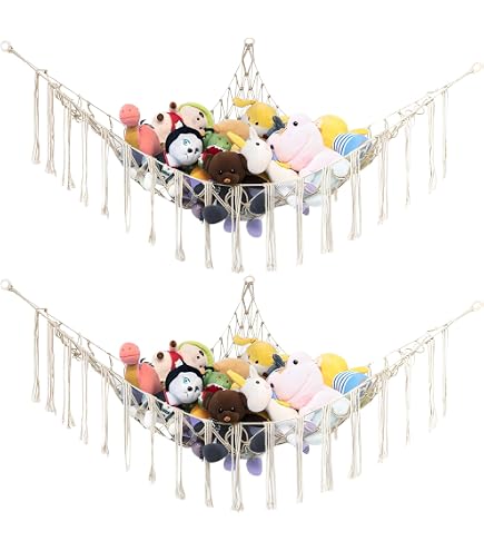 Organizer A Corda Per Peluche Arcobaleno - Salvaspazio Angolare Da Appendere In Cameretta