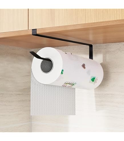 Porta Scottex Sottopensile - 2 Pezzi Senza Foratura - Bianco - Per Carta Da Cucina - Foto 9