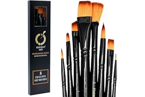 PINTURALE ARTS Pinturale Pinceaux Peinture Acrylique | Set de 8 Pinceau Peinture | Fabriqués à la Main | Pinceau Peinture Acrylique, Pinceau Acrylique, Pinceaux Peinture Huile | Pinceaux pour Artistes