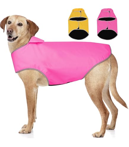YFbrite Hunderegenmantel Größe L – Leichte, Wasserdichte Jacke Mit Reflektor Für Große Hunde