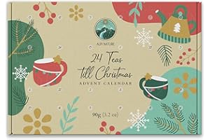 Alpi Nature Calendario de Adviento de Té 2025, Set de Regalo de Té Navideño, Calendario Navideño 2025, Selección de 24 Tés Negros, Verdes, de Frutas y de Hierbas, 24 Tarros