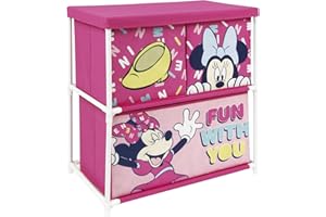 ARDITEX - Scaffale per bambini con 3 contenitori in tessuto di Disney Minnie Mouse - Struttura in metallo e contenitori in poliestere - 53x30x60 cm - Rosa