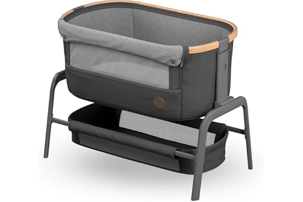 Maxi-Cosi Iora Berceau Cododo, Lit Cododo Bebe Pliable, 0-6 Mois, 9 kg Max, 4 Inclinaisons et 5 Hauteurs, Système Coulissant, Matelas Confort, Grand Panier, Facile à Transporter, Essential Graphite