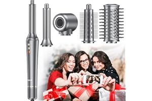 Bopcal Hair Styler 5 in 1, Phon Capelli professionale 110000 RPM, Arricciacapelli Automatico, Spazzola Asciugacapelli e Spazzola ad Aria Calda con Ionico Negativi per Ricci, Volumizzante, Lisciante