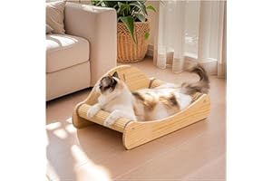 Avont Cama para Gatos Rascadora 2 En 1 De Sisal Natural, Tumbona De Madera Maciza Resistente, Sofá Rascador Sin Ensuciar para Gatos De Interior, Protector De Muebles, Tamaño Grande 58 Cm