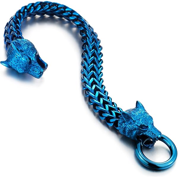 Bracciale Uomo In Acciaio Inox Con Testa Di Lupo, Barbozzale, Chiusura A Molla, Finitura Ruvida, COOLSTEELANDBEYOND - 4