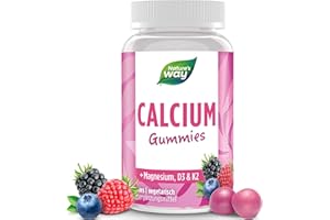 ‎NATURE'S WAY BIRD PRODUCTS Calcium Gummies mit Vitamin D3 K2 hochdosiert I 500 mg Kalzium für starke Knochen und Zähne I leckere Alternative zu Calziumtabletten I Calcium für Kinder und Erwachsene I 60 Stk